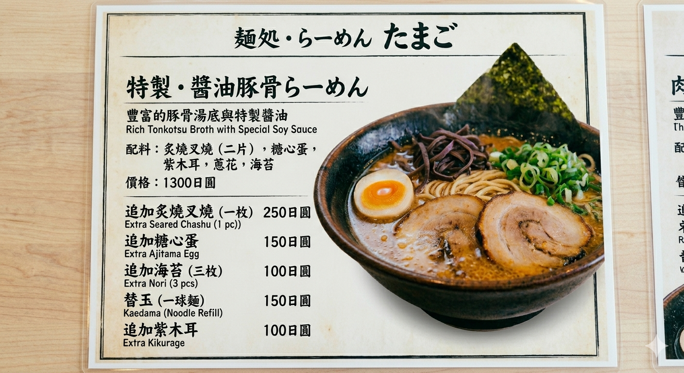 日文菜單